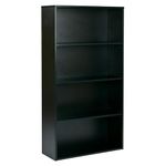 Pro-Line II / OSP Designs Prado 4-Shelf Bookcase with 3/4-Inch Shelves and 2 Adjustable/2 Fixed Shelves, 60-Inch, Black