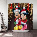 Shukqueen Shower Curtain Christmas Micke Minni Mouse Stars Bath Decorations Waterproof Polyester Fabric Bathroom Shower Curtain Liner with Hooks - 71 x 79 inches(180x200cm)