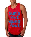 ALLNTRENDS Men Tank Top Sun's Out Guns Out Blue (2XL, Red)