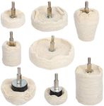 Hyber&Cara Polishing Wheel, 8 Pcs Cotton Buffing Wheel Pad Mop for Metal Aluminum/Steel/Chrome/Alloy Wood Plastic Glass Ceramic, Cone/Column/Dome/Disc Drill Buffer Attachment with 1/4" Shank