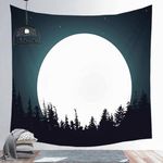 EHOMERY Wall Tapestry For Men Bedroom Funny Black And White Forest Moon Xl Nature Room Tapestries Guys Hanging Blanket Living Art Décor 150X150Cm