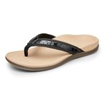 Vionic Tide Casandra Women's Toe Post Sandal That Includes Three-Zone Comfort for Heel Pain and Plantar Fasciitis with Orthotic Insole Arch Support Medium Fit Black UK 6