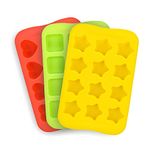 Candy Chocolate Molds Silicone 3 Pack DIY Mold Use for Cake Jelly Gummy Pudding and Ice Cube Tray Including Hearts Stars Squares Mini Muffin Pan