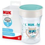 NUK Magic Cup Sippy Cup | 360° Anti-Spill Rim | 8+ Months | Leak-Proof & BPA-Free | 230 ml | Blue Cat