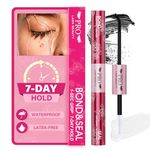 PROLASHBEAUTY Bond and Seal Lash Glue Lash Bond and Seal Waterproof,Long Lasting for Eyelash Clusters,Smudge-Proof Eyelash Glue Quick Dry Latex-Free & Gentle Formula(10ml, Black Bond & Clear Seal)