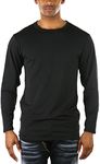 ToBeInStyle Men's Premium Fleece Lined Microfiber Thermal Long Sleeve Crewneck Shirt Top, Single: Black, Medium