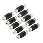 sourcing map RCA Female to Female Connector Stereo Audio Video Cable Adapters Coupler Black 10Pcs