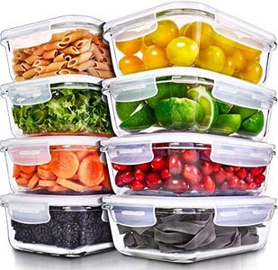 PrepNaturals 8 Pack 36 Oz Glass Meal Prep Containers - Dishwasher Microwave Freezer Oven Safe - Glass Storage Containers with Lids (Multi-Compartment)