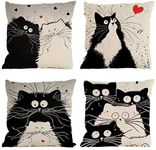 BlueSpace Pillow Covers Soft Cushion Cover Throw Pillow Cases Decorative 18x18 for Sofa Bed Car, Set of 4 Pieces, Cat