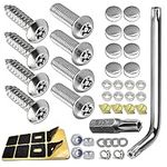 Anti Theft License Plate Screws- Stainless Steel Bolts Fasteners Kits for Car Tag Frame Holder, Tamper Resistant Mounting Hardware,1/4"(M6) Security Screw Set,Rust Proof,Chrome Screw Caps Cover