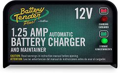 Battery Tender Plus 12V Battery Charger and Maintainer: 1.25 AMP Powersport Battery Charger and Maintainer for Motorcycles, ATVs, UTVs - Smart 12 Volt Automatic Float Charger - 021-0128-CA