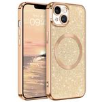 VENINGO for iPhone 13 Case, Phone Case for iPhone 13, Cute Glitter Luxury Bling Support Magsafe Cover Shockproof Full Body Camera Protection Phone Case for Women Girl Design for iPhone 13 6.1'', Gold