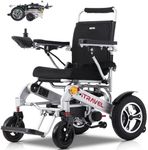 40 Miles Travel Range Portable Electric Wheelchair with 20AH Lithium Battery, Lightweight and Compact, Secure Electromagnetic Brake, Fast 3-Second Folding, 500 lbs Weight Capacity, Silver
