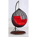 Indiid Homes Rattan Furniture Single Seater Hammock Swing Chair With Stand & Cushion Hammock Hanging Ssswing1 For Indoor, Outdoor, Balcony,Home, Patio, Balcony, Garden(Brown & Orange)