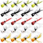 Fly Fishing Popper Lures Kit,Bass Popper Flies Dry Fly Fishing Flies Topwater Panfish Bluegill Popper Bait Bug with Hooks for Freshwater