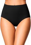 CRZ YOGA Womens High Waisted Bikini Bottom Tummy Control Bathing Swimsuit Bottoms Full Coverage Swim Bottoms Black Small