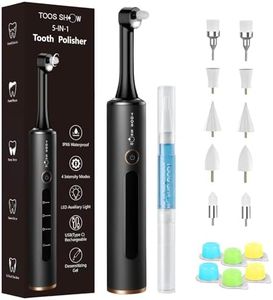 Tooth Polisher Kit with 4 Speed Modes, 5 Brush Heads, 6 Polishing Pastes & Desensitizing Gel,Rechargeable Electric Tooth Polishing Tool with LED Light & Travel Case, Home Use Teeth Whitening Cleaner