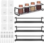 4 Tier Spice Rack Wall Mount, Space Saving Spice Racks Organizer, Screw or Adhesive Hanging Spice Rack for Wall, Spice Racks Organizer For Cabinet Door Mount, Kitchen, Cupboard, Countertop