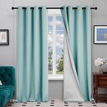 Deconovo Farmhouse Curtains for Living Room 84 Inch Long - Room Darkening Curtains for Bedroom, Thermal Insulated Drapes with Back Silver Coating (52x84 inch, Sky Blue, 2 Panels)