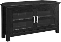 Walker Edison AZ44CCRBL Wood Corner TV Stand Console, Black, 23" x 16" x 44"