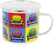 BRISA VW Collection - Volkswagen Classic Beetle Car Bug Enamel Coffee Mug, Tea Cup for Kitchen, Garage, Office - Camping-Equipment/Gift-Idea/Souvenir (Design: Enamel/Multicolour)