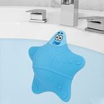 HengLiSam Bathtub Overflow Drain Cover, Bath Accessories, Soak Bath Overflow Drain Cover, Silicone Bath Tub Drain Plug with 5 Suction Cup, Add Water for Deeper Bath, Cute Tub Stopper (Blue)