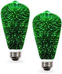 SLEEKLIGHTING 2 watt LED light bulb - Fairy like Fireworks ST19 - General Purpose Green LED Light Bulb - UL Approved - Uses 2 Watts of Energy, 110 volts, Instant On, Average Life 10,000 hours