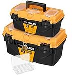 AIRAJ PRO Toolbox Storage,12"and15"Plastic Tool Box with Mini Organizer,Tool boxes with removable tray and anti-deformation plastic latch,Storage for Tools,Toys,Stationery and Decorations