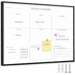 Marribol White Board Weekly Calendar Dry Erase for Wall,12"x16",Wall and Desk Planner Dry Erase Board,Black Aluminum Frame,Affirmations &Task Checklist for School,Home,Kitchen,Office-BB -CA