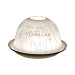 Cello Porcelain Tealight Holder Dome, I Love You Grandma Tealight Candle Holder, Candle Holder Projecting a Loving Message. Use with Tealights For Grandma, Grandma Gifts.