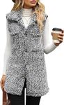 SEAUR - Womens Fleece Vest Fuzzy Jacket Lightweight Cardigan Warm Vest Sleeveless Waistcoat Outerwear with Pocket