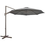 Outsunny 3(m) Cantilever Parasol 360° Rotation Roma Umbrella Hanging Sun Shade with Aluminium Frame, Tilt Crank, 8 Ribs and Cross Base, Dark Grey