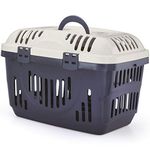 CAT CENTRE Grey & Cream Lid Pet Dog Puppy Cat Carriers Basket Bag Cage Portable Travel Kennel Training Box