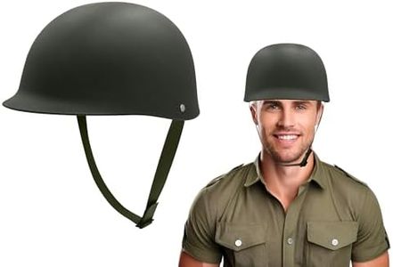 Nicky Bigs Novelties Adult Green Army Helmet - Olive Drab Army Men Soldier Costume Gear Accessory - Plastic Gunner Vietnam War Military WW1 WW2 British Ally Cosplay Reenactment Helmet - One Size