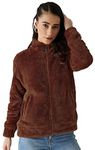 FELLAMO Girls Wool Self-Design Jacket-96 Brown 12-13 Years