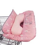 Shopping Cart Covers for Baby Girl with Supportive Pillow, Cotton cart Cover for Babies, Infant High Chair Cover, Machine Washable, Non-Slide degisn, Large (Pink Deer)