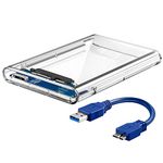 ETZIN 2.5'' USB 3.0 External Hard Drive Enclosure USB3.0 to SATA Portable Clear Hard Disk Case for 2.5 inch 7mm 9.5mm SATA HDD SSD Max 4TB Support UASP and Tool-Free (EPL-400HS)