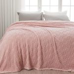 NEWCOSPLAY Super Soft Queen Blanket Dusty Pink Love Premium Silky Flannel Fleece 3D Heart Checkered Lightweight Bed Blanket All Season Use (Dusty Pink Love, Queen(90"x90"))