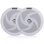 Pyle Marine Speakers - 5.25 Inch 2 Way Waterproof and Weather Resistant Outdoor Audio Stereo Sound System with 240 Watt Power and Low Profile Slim Style - 1 Pair - PLMRS5W (White)