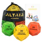 ALTAIR Fitness Dice - 3 12-Sided Dodecahedron Exercise Dice, Full Body HIIT Workout Dice with 3 Levels of Difficulty for Adults, Teens & Kids, Fun Motivational Accessories with Mesh Bag & Guide Book