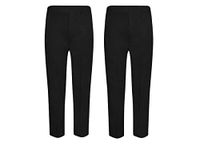 L S U Pack of 2 Boys School Pull UP Trousers Uniform Elasticated Back~NO Zip & Clip ~2-12YEARS (6-7 Years, Black)