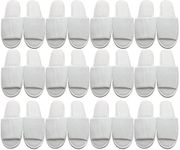 Travelwell 12 Pairs per Case Open Toe Terry Spa Slippers Bulk Hotel Unisex Slippers for Women and Men White