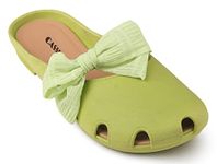 CASSIEY Fashion Slippers For Women slipper Bow design Slip on Flat Sandals (Green, 3)