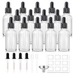 14 Pack, 1 oz Tincture Bottles with Dropper, Clear Glass Dropper Bottle with Stainless Steel Funnel, Pipettes & Labels, 30 ml Eye Dropper Bottles leakrproof For Essential Oils Serums Hair Body Oils