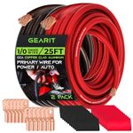 GearIT, 4 Gauge Wire,10 Lugs, 20 Heat Shrink Wrap, for Automotive, Battery Cable, Amp, CCA Wire, Wire, Amp Kit, Battery Cables, Amp Wiring Kit, (25 feet Each- Black/Red Translucent)