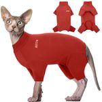 Hjyokuso Sphynx Cat Clothes, Breathable Soft Cat Jumpers For Cats Only, Cat Coat with Four Legs, Warm Cat Sweaters, Cat T-Shirt, Cat Pajamas Jumpsuit Vest for Sphynx, Cornish Rex, Devon Rex,Peterbald