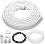 TURBRO 16 Ft. Mini Split Line Set, 1/4" & 5/8" O.D. Copper Pipes Tubing, Thickened PE Insulated Coil Copper Line for Mini Split or Heat Pump Air conditioner and HVAC with Fittings