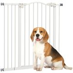 PawHut Pressure Fit Dog Stair Gate No Drilling Safety Gate Auto Close for Doorways, Hallways, 74-94cm Adjustable, 78cm Tall, White