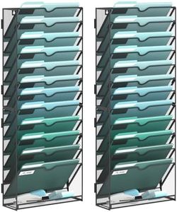 SUPEASY 13-Tier Wall File Organizer, Hanging Wall Files for Papers, Folders, Magazines, Wall Organizer for Clipboard, Assembly Needed, Black, 2 Pack