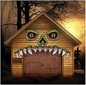 CCINEE Halloween Monster Face Outdoor Decoration,Large Eyes Fangs Nostril Garage Door Archway Entryway Trunk Decorations for Halloween Outdoor Decoration Props Supplies